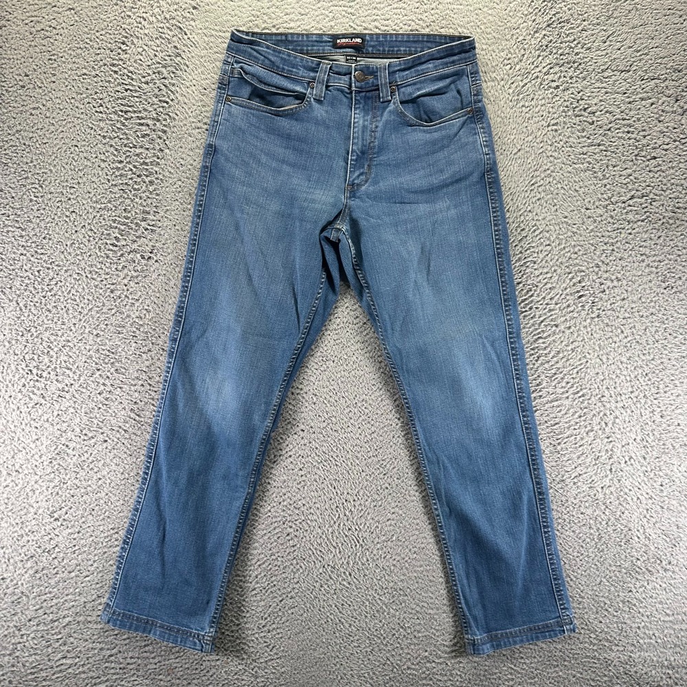 Kirkland Signature Jeans Mens 32x30 Blue Cotton Denim Straight Leg Faded Stretch